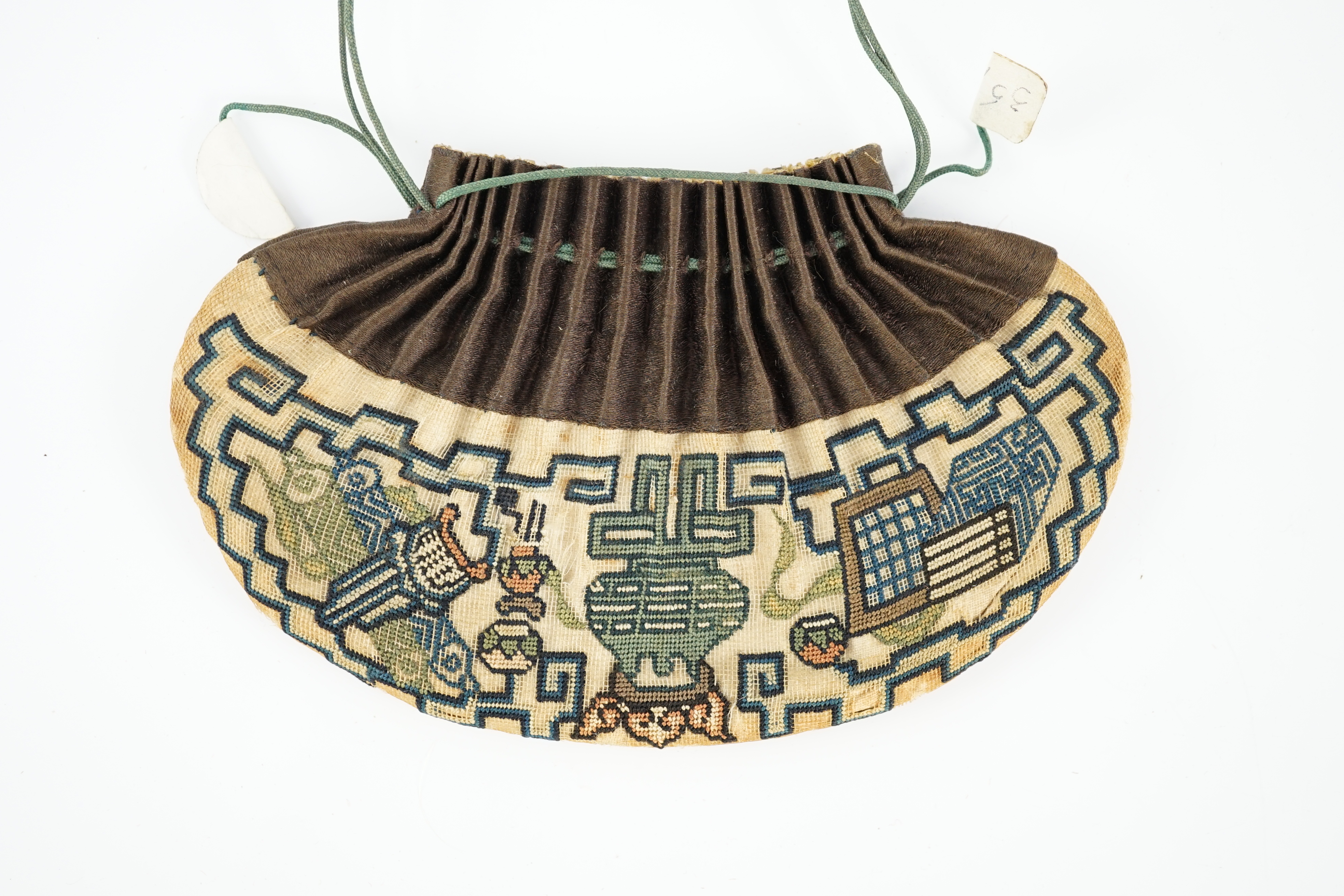Two Chinese embroidered silk purses, 19th century